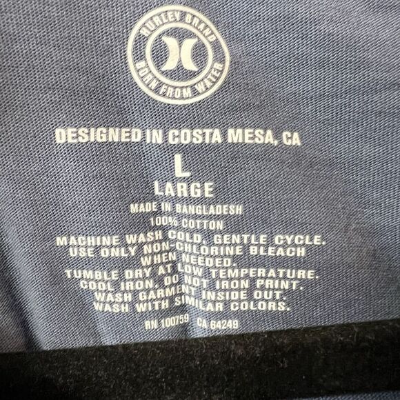 Hurley T Shirts Large Mens Blue‎ White Short Sleeve Bundle Of 2 Graphic Tees - Picture 2 of 9